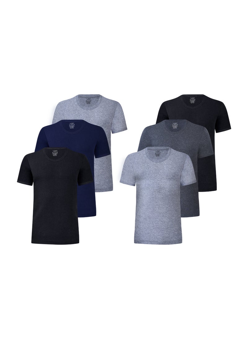 جون جلادستون قميص داخلي رجالي من جون غلادستون برقبة دائرية، ألوان متنوعة، عبوة من 6 قطع - Image 1